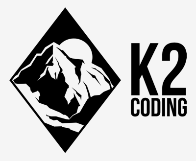 K2 Coding logo showing a mountain